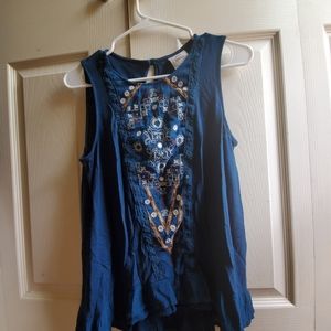 Blue Knox Rose sleevless Blouse